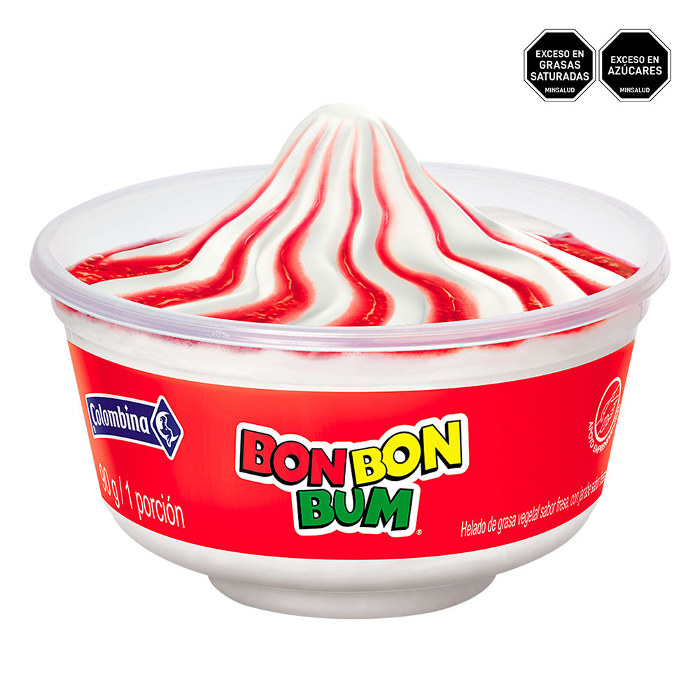 Vasito Bon Bon Bum Colombina, empaque y etiquetas originales