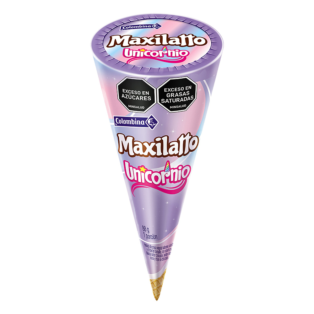 Maxilatto Unicornio Colombina, empaque y etiquetas originales